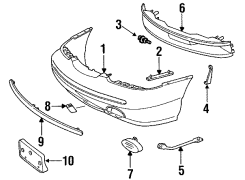 1997 Ford Contour License Bracket, Front Diagram for F5RZ-17A385-A