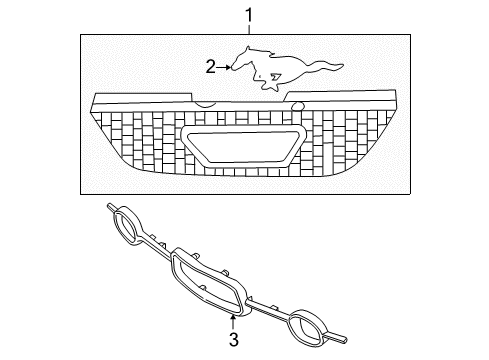 2006 Ford Mustang Grille & Components Diagram