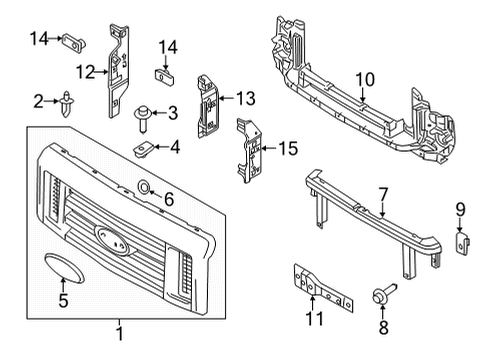 2021 Ford E-350 Super Duty Grille & Components Diagram