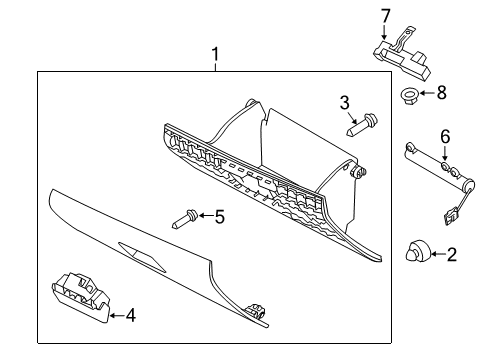 2011 Lincoln MKZ Glove Box Assembly, Charcoal Diagram for AH6Z-54060T10-AB