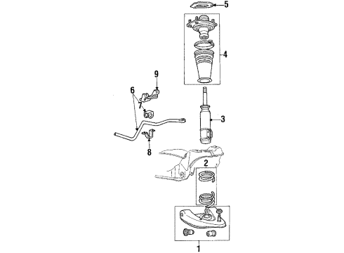 1984 Ford Mustang Front Suspension, Control Arm, Stabilizer Bar Diagram 4 - Thumbnail