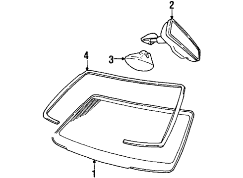 1998 Lincoln Town Car Windshield Glass, Reveal Moldings Diagram