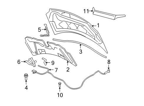 2005 Mercury Monterey Hood & Components, Exterior Trim Diagram