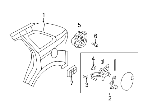 2009 Lincoln MKX Quarter Panel & Components Diagram
