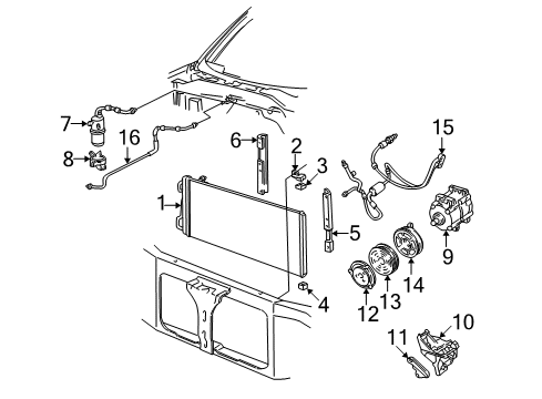 2004 Ford F-150 Heritage A/C Condenser, Compressor & Lines Diagram