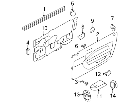 2005 Ford Mustang Window Switch, Front Passenger Side Diagram for 4R3Z-14529-AA