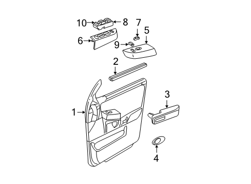 2005 Ford Expedition Interior Trim - Front Door Diagram