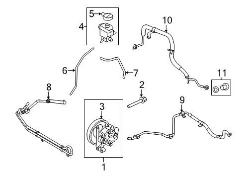 2011 Lincoln MKX P/S Pump & Hoses, Steering Gear & Linkage Diagram 2 - Thumbnail