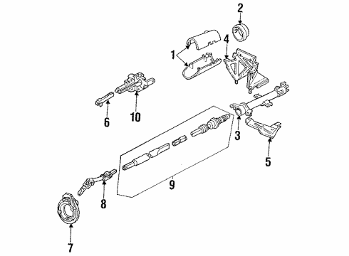 1993 Mercury Topaz Steering Shaft & Internal Components, Shroud, Switches & Levers Diagram