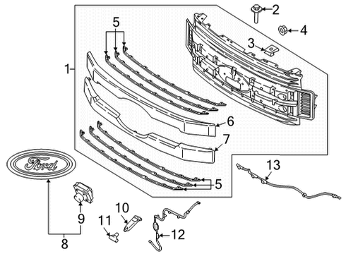 2019 Ford F-250 Super Duty Grille & Components Diagram 2 - Thumbnail