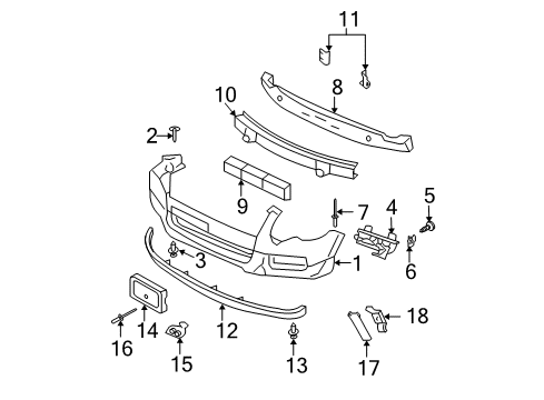 2008 Ford Explorer Front Bumper Diagram 1 - Thumbnail