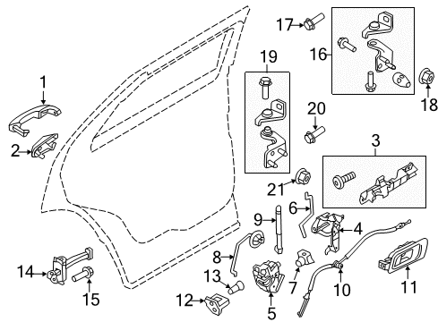2015 Ford Police Interceptor Utility Rear Door - Lock & Hardware Diagram