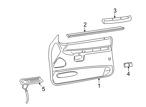 1999 Ford Explorer Interior Trim - Front Door Diagram