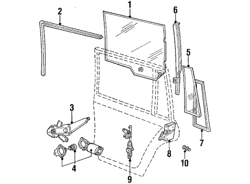 1985 Mercury Grand Marquis Rear Door Glass & Hardware, Lock & Hardware Diagram