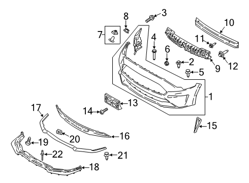 2019 Ford Mustang Bumper Cover, Front Diagram for JR3Z-17D957-FAPTM