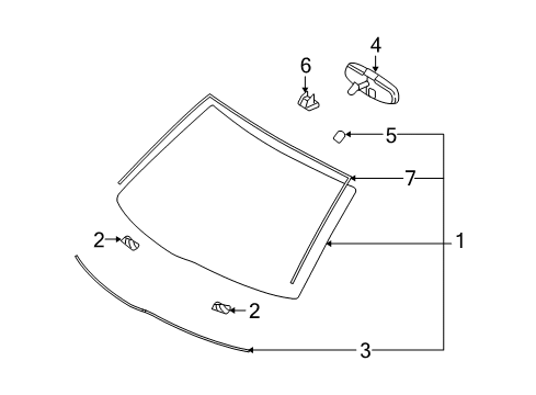 2008 Mercury Sable Windshield Glass, Reveal Moldings Diagram