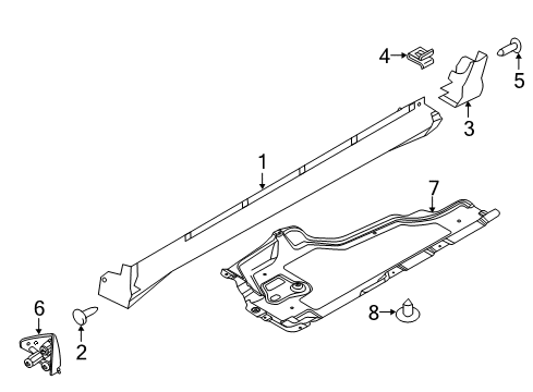 2013 Ford Edge Exterior Trim - Pillars, Rocker & Floor Diagram
