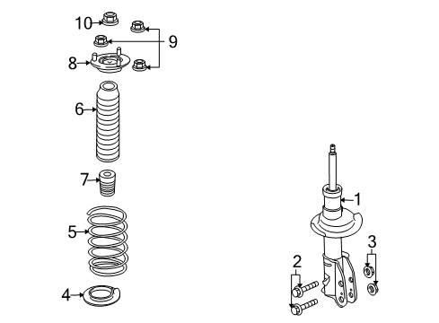 2009 Lincoln MKX Struts & Components - Front Diagram