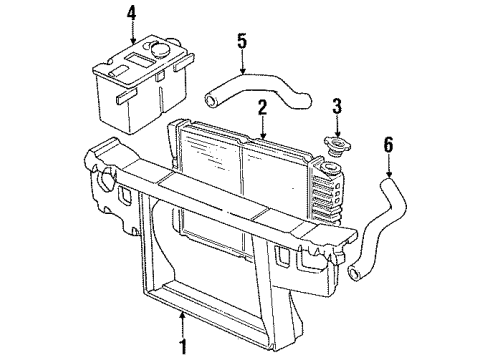 1992 Mercury Cougar Radiator & Components, Radiator Support Diagram 2 - Thumbnail