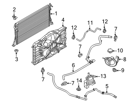 2022 Ford Mustang Mach-E Radiator & Components Diagram