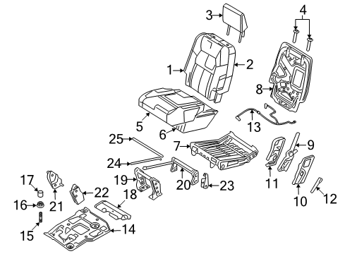 2007 Mercury Mountaineer Rear Seat Components Diagram