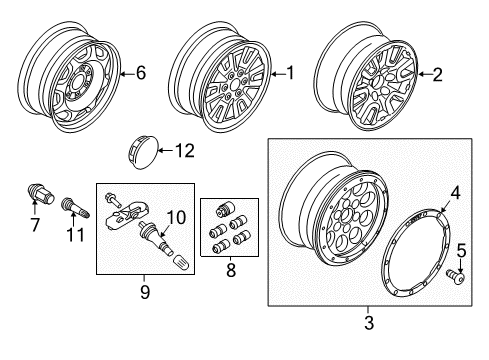 2011 Ford F-150 Wheels, Covers & Trim Diagram 9 - Thumbnail