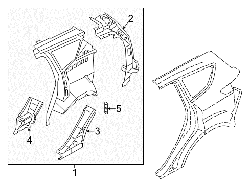 2016 Ford Escape Inner Structure - Quarter Panel Diagram