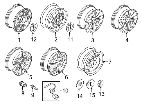 2012 Lincoln Navigator Wheels, Center Cap Diagram