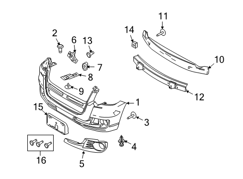 2008 Ford Explorer Sport Trac Bumper Cover, Front Diagram for 8A2Z-17D957-APTM