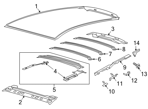 2021 Ford Escape Roof Rail Center Bracket Diagram for LJ6Z-78312A48-D