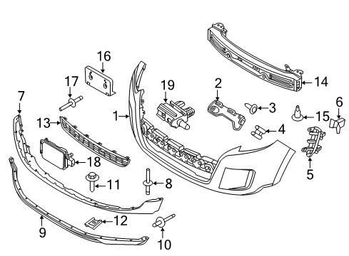 2014 Ford Edge License Bracket, Front Diagram for BT4Z-17A385-C