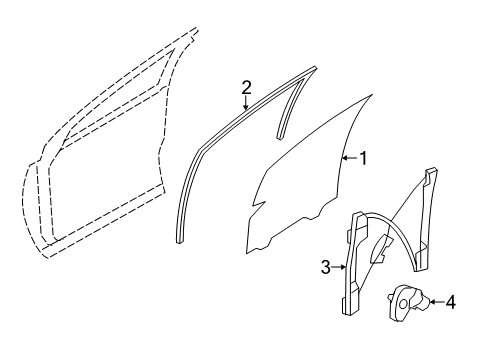 2013 Ford Edge Front Door - Glass & Hardware Diagram