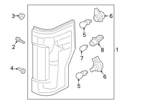 2023 Ford F-250 Super Duty Tail Lamp, Rear Passenger Side Diagram for PC3Z-13404-D