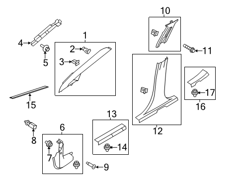 2019 Ford Fiesta Interior Trim - Pillars, Rocker & Floor Diagram 1 - Thumbnail