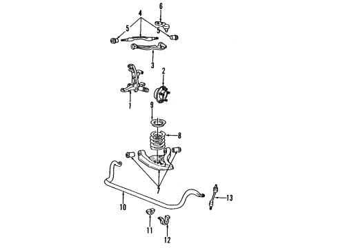 1997 Mercury Grand Marquis Front Suspension Components, Lower Control Arm, Upper Control Arm, Stabilizer Bar Diagram
