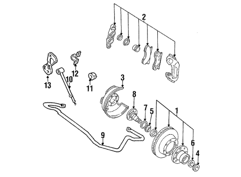 1990 Ford F-350 Front Stabilizer Bar & Components Diagram