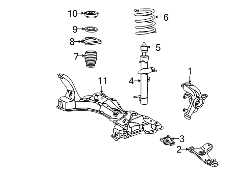 2007 Ford Focus Strut, Front Passenger Side Diagram for 7S4Z-18124-H