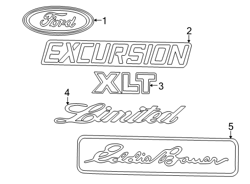 2004 Ford Excursion Exterior Trim - Back Door Diagram