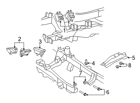 2000 Ford Ranger Engine & Trans Mounting Diagram 2 - Thumbnail