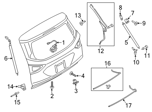 2018 Ford Escape Lock Actuator, Rear Diagram for GJ5Z-7443150-A