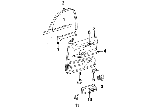1997 Mercury Grand Marquis Interior Trim - Front Door Diagram