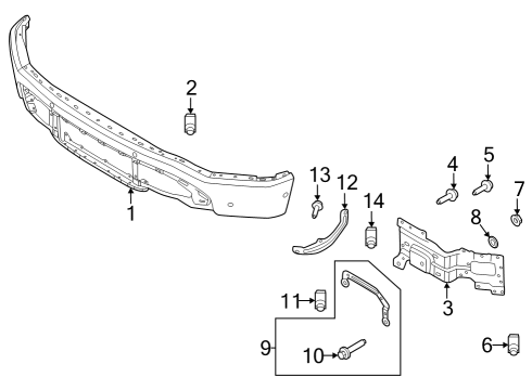 2022 Ford F-150 Lightning Bumper, Black, Front Diagram for NL3Z-17757-A