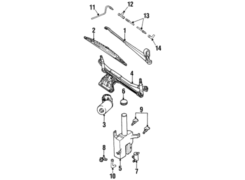1996 Ford Contour Wiper & Washer Components Diagram