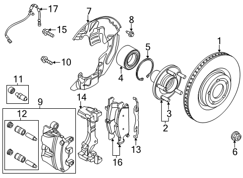 2021 Ford Escape Front Wheel Bearing Diagram for LX6Z-1215-C