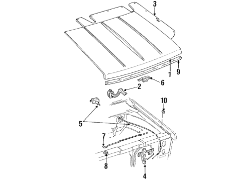 1994 Ford Explorer Hood & Components Diagram