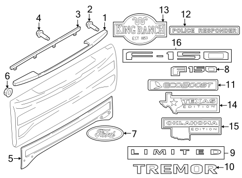 2023 Ford F-150 Nameplate Diagram for ML3Z-9942528-AC