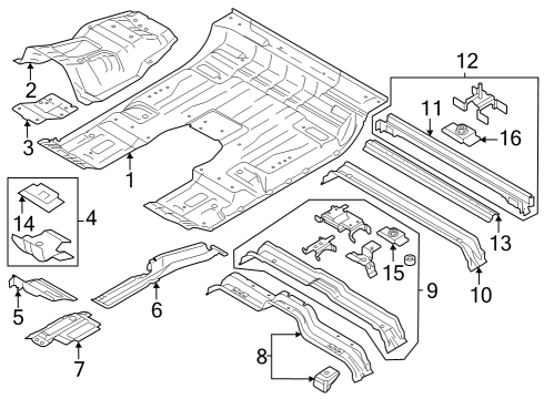 2023 Ford F-350 Super Duty Floor Pan, Front Diagram for FL3Z-1611135-C