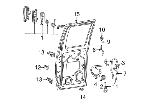 1999 Ford E-150 Econoline Side Loading Door Glass & Hardware Diagram 1 - Thumbnail