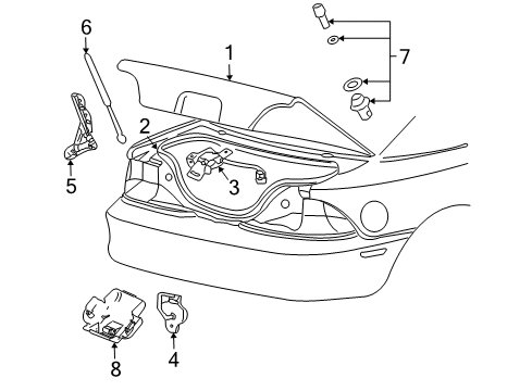 2008 Ford Mustang Latch Assembly, Rear Diagram for 8R3Z-5443200-A