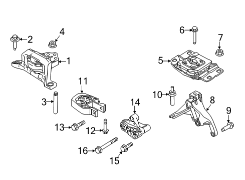 2017 Ford Focus Engine & Trans Mounting Diagram 1 - Thumbnail
